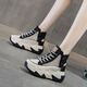 OTMX SAPOS DE PAPO ZAPATROS CORRALES DE MUJERES COWHIDE HIGH TOP FURAN AMIGA 2025 Spring y otoño Nuevas zapatillas de viaje versátiles de suela gruesa 677-1 Beige Mesh 37