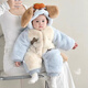 Baby winter thickened khaki, sweet and warm onesie, baby winter velvet crawler suit, thickened super cute outing suit, green bone dog thickened mink velvet jumpsuit 66cm