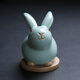 Xun Ru Ru Kiln Tea Pet Ornaments Kung Fu Tea Set Twelve Zodiac Slices Can Raise Azure High-end Tea Ceremony Accessories Tea Table Lucky Rabbit-Azure