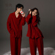 Yuenei Red Pajamas Wedding Newlywed Couple Set Pure Cotton Cotton Gauze Spring and Autumn Women's Home Clothes Men's Zodiac Year of the Snake 32305 Chinese Red Men's L (Male 110-140 Jin Jin equals 0.5 kg / Female 110-120 Jin Jin equals 0.5 kg)