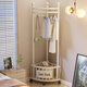 Wooden bottle corner clothes hanger floor-standing bedroom home clothes hanger corner clothes hanger simple clothes hanger light luxury coat rack cream white