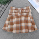 Miao Yijia Short Skirt Autumn and Winter Skirt Women's Pleated Skirt Skirt Plaid New Woolen Winter Skirt A Line Skirt New 2025 Retro Plaid Woolen Khaki Skirt M Recommendation 95-110Jin Jin is equal to 0.5 kg