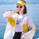 Langyue Women's Summer Korean Thin Jacket Women's Air Conditioning Shirt Student Loose Loose Chiffon Shirt Top LWFS204172 Yellow One Size