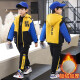 Weinetutu children's clothing boys' autumn clothing suit 2022 new style children's plus velvet thickening autumn and winter big children's boys sports trendy yellow 150 size recommended height of about 140 cm