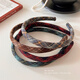 Morning Star College Style Pattern Headband Women's Headband Versatile Retro Style Outer Hair Card Fabric Pressed Hair Thin Headband Hair Accessory Blue Plaid