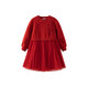 DAVE&BELLA children's fake two-piece skirt Chinese style girls sweater dress winter New Year little girl skirt Begonia red ready stock 130 cm (recommended height 120-130cm)