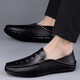 
Fugui Bird Summer Beanie Men's Real Leather Lazy Casual Leather Shoes Soft Sole Breathable Business Driving Daddy Shoes Yulin FG9898 Black 38