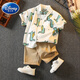 Disney boys summer suit 2025 new Korean style children's handsome clothes trendy boys summer fashionable two-piece set apricot bear 110cm (110cm)
