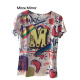 MirzaMirror short-sleeved 2020 new summer fashionable European station personalized printed t-shirt women's slim half-sleeved top trendy color M, suitable for 90-100Jin [Jin equals 0.5 kg]