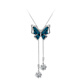 Qlady blue butterfly sweater chain women's long necklace light luxury sweater pendant accessories birthday gift