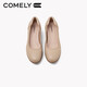 
COMELY soft cowhide single shoes for women's spring round toe comfortable flat shoes soft sole commuting versatile mother shoes apricot color 39