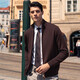 
Mr. Bubasulan wool zipper stand-up collar spring cardigan sweater men's sweater BT12128 Cigarette S (165)