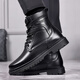 
KACHILANG Martin Boots Men's Genuine Leather Wool Warm Cotton Boots High Top Cowhide Working Equipment Battle Army Hook Snow Boots Winter 3518 Black 40