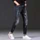 Jeans de marca de moda Jeans Patch Patch para hombres Pantalones pequeños Pantalones pequeños Pantalones de lápiz de lápiz estampados de estilo delgado de estilo delgado de estilo coreano
