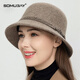 SOMUBAY Mom Hat Women's Autumn and Winter Woolen Basin Hat Winter Warm Fisherman Hat Versatile Elegant Western Style Hat Camel Default