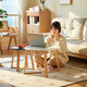 Lin's home coffee table small apartment solid wood legs round tea table living room home Japanese style combination side table LS755 [white] LS755J3-A large round coffee table