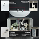 Conjunto de combinación de gabinete de baño de Toto LDSW753W Cerámica integrada de 75 cm Zhijie Cuenca Pequeña apartamento Tirando grifo (06-D) Gabinete de baño negro + grifo + gabinete de espejo de almacenamiento 75cm