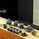 Langting Yafang Jun kiln Kung Fu tea set teapot complete set ceramic kiln glaze high-end home office Chinese style gift box Jun Yufu Emerald Sapphire 22-piece set