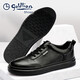 Goldlion men's shoes round-toe men's sneakers simple black cowhide business casual leather shoes for men black 40