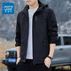 Jeanswest veste décontractée printemps et automne nouveau style 2025 veste à la mode veste à capuche simple veste polyvalente hommes 6628 Gris foncé [printemps et automne] 3xl