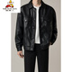 Scarecrow men's handsome and high-end men's motorcycle short leather jacket men's spring and autumn new trendy loose pu leather jacket black M weight recommended 105-125Jin Jin equals 0.5 kg