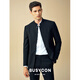 BUSYCON wool tunic suit, new Chinese style suit, high-end men's suit, black stand-up collar, banquet, engagement, wedding dress, black (two-piece suit, top + pants) 50 Reference weight 135-145Jin Jin is equal to 0.5 kg