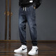Charluoel Jeans Primavera y otoño 2025 NUEVA Marca de moda Tie Feet Harem pantalones Boy elástico Pantalones casuales 868 Azul gris l