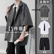 Im Sommer dünne Stil von Teenagern High School Schülern Kleidungsanzug DK Anzug Herrenjacke Loose Shirt Schwarz 027 Anzug + Hemd + Neun-Punkte-Hosen + Kein Kragen Aufmerksamkeit auf Brosche