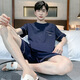 Modal Herren Pyjamas Herren Sommer 2025 Neue Kurzärmel-Heimkleidung Herren-Stil Jungen und Teenager Sommer Sommer großer Größe H HDE-9930 3xl Single Size