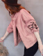 Laini Shengna Short Jacket Women's 2024 Autumn New Korean Style Loose Short Denim Jacket Spring and Autumn Windbreaker Small Jacket Pink M [Recommended 98~108Jin [Jin equals 0.5kg]]