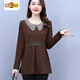 Chemise à manches longues au premier diamètre printemps et automne de style coréen de style coréen lâche de grande taille de grande taille des femmes de grande taille des femmes. Couleur de café [9767 avec velours] L [100-115Jin [Jin est égal à 0,5 kg]]]