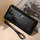 
Crocodile shirt top layer cowhide fashion linden tree handbag women's long wallet wrist bag birthday gift 5896 black
