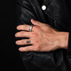 IDEAGEMER925 silver graffiti ring men's cool personality retro style niche creative fashion versatile handsome boy ring graffiti ring Hong Kong No. 19