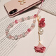 Zhenge mobile phone lanyard crystal chain beads hand-woven mobile phone case pendant rhinestone women's pendant short wrist anti-lost key USB rope Apple op Huawei vi mobile phone strap pendant fresh pink crystal flower pendant lanyard