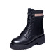 Woodpecker True Soft Leather Martin Boots Women's Autumn Single Fleece Boots 2025 British Style Plus Fleece Thick Sole Medium Heel Boots Women's Snow Boots Black Plus Fleece 37