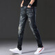 Jeans de marca de moda Jeans Patch Patch para hombres Pantalones pequeños Pantalones pequeños Pantalones de lápiz de lápiz estampados de estilo delgado de estilo delgado de estilo coreano