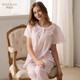 Rosemei Rosemei Spring and Summer Nouveau produit Coton pur tissu tissé à 60 broches incrusté de pantalons à manches courtes en dentelle Ensemble en deux pièces 13068 Purple léger 160 (M)