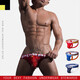 
Ins new trendy brand mesh men's underwear thong sexy breathable double thong transparent seductive couple red M