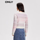 ONLY autumn and winter fashion contrasting striped long sleeve round neck short sweater for women 12343B002 HQ2 rainbow stripes XS 155/76A