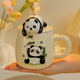 Busy farmer mug for girls, good-looking souvenir, ceramic mug with lid and spoon, panda birthday gift, cute gift box, giant panda (lid + exclusive spoon) sitting