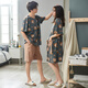 Shi jingya pareja pijamas mujeres verano algodón puro delgada delgada ropa de manga corta verano estilo de moda coreana traje para hombres cxh 12014 cuello redondo pareja 2xl - estilo femenino estilo