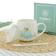 Houhai Cup Ceramic Couple Mug Bone China Cup European Style Office Coffee Cup Cute Children's Drinking Cup with Lid Spoon Pangpang Cup-Flower Cover Blue Whale/400ML Microwaveable