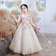 Little Kayi Dicke Kinderkleid Prinzessin Rock Blume Kinder Hochzeitskleid High-End Piano Performance Kostüm Girl Geburtstag Little Host Performance Kostüm Herbst Champagner Farbe