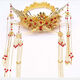 Lai Qi Bridal Ancient Costume Headdress Chinese Wedding Queen Hair Accessories Dragon and Phoenix Gown Xiuhe Suit Tang Suit Hanfu Accessories Large Phoenix Crown Round Phoenix Crown Headdress + Earrings (Clip)