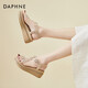 Daphne (DAPHNE) sandals for women's summer high heels summer new single shoes heels thick sole sponge cake student rhinestone fairy style elastic band gold 37 (235mm)