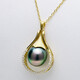 Precious 18K gold inlaid with 10-11mm Tahitian black pearl pendant, peacock green saltwater pearl pendant, with certificate ZG2069-EYP00