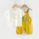 Baby overalls for summer, infants and young children's pants, boys and girls, cropped pants, fashionable new style, yellow breathable 80cm