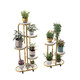 Eisen Phoenix Eisenkunst Blumenregal im Innenraum Wohnzimmer mehrschichtige Marmorblumenkupplungsbalkon aus Einfacher bodenhöflicher Haushaltsablagerung Rack N (4-Schicht) Blumenregal Weiß Marmor + Gold Rack (mit Rädern)