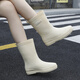 DG/DU Nuevas botas de lluvia japonesas para mujeres adultas que usan botas de lluvia no deslizantes de tubo lindos zapatos de goma impermeables al estudiante 540 [moda japonesa sin deslizamiento] beige 36