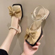 AIZUNSHI niche temperament bag head thick heel sandals women's one-line buckle ins trendy 2025 summer new fairy style skirt 2677 meters white 40 (250mm)